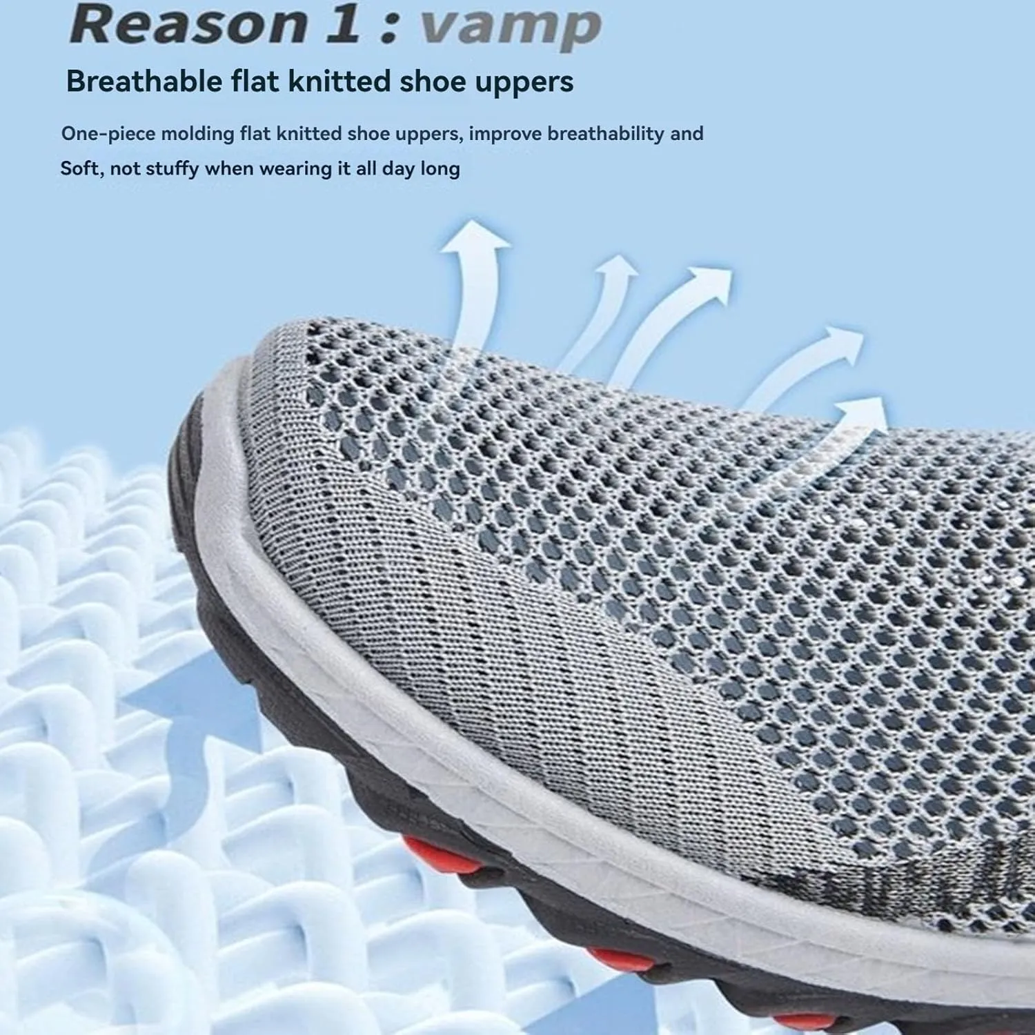 Jarv Cooling Comfort Sneaker, Atlacoast Breathable Soft Bottom Anti-Slip Slip On Walking Shoes for Men