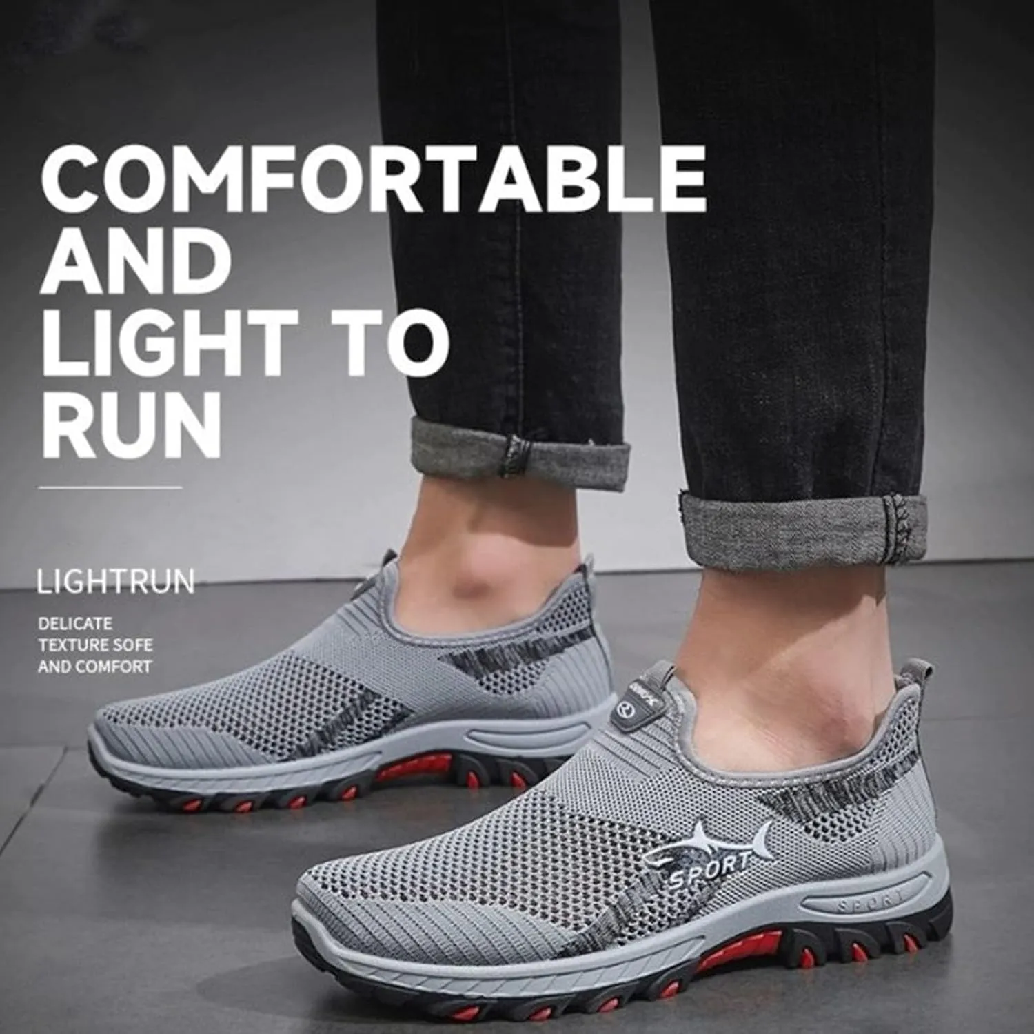Jarv Cooling Comfort Sneaker, Atlacoast Breathable Soft Bottom Anti-Slip Slip On Walking Shoes for Men