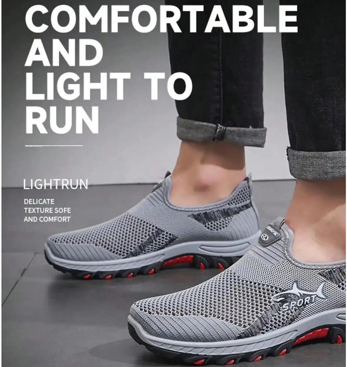 Jarv Cooling Comfort Sneaker for Men, Atlacoast Casual Comfy Mesh Breathable Soft Bottom Anti-Slip Slip on Walking Shoes