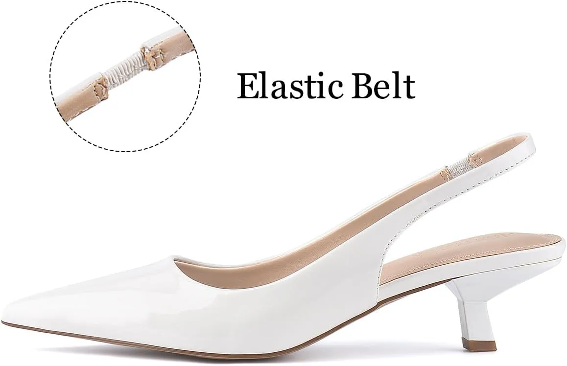 JENN ARDOR Slingback Heels for Women Low Heels Dress Shoes Kitten Pumps Dressy Heeled Sandals Wide Width Fashion Casual Shoes