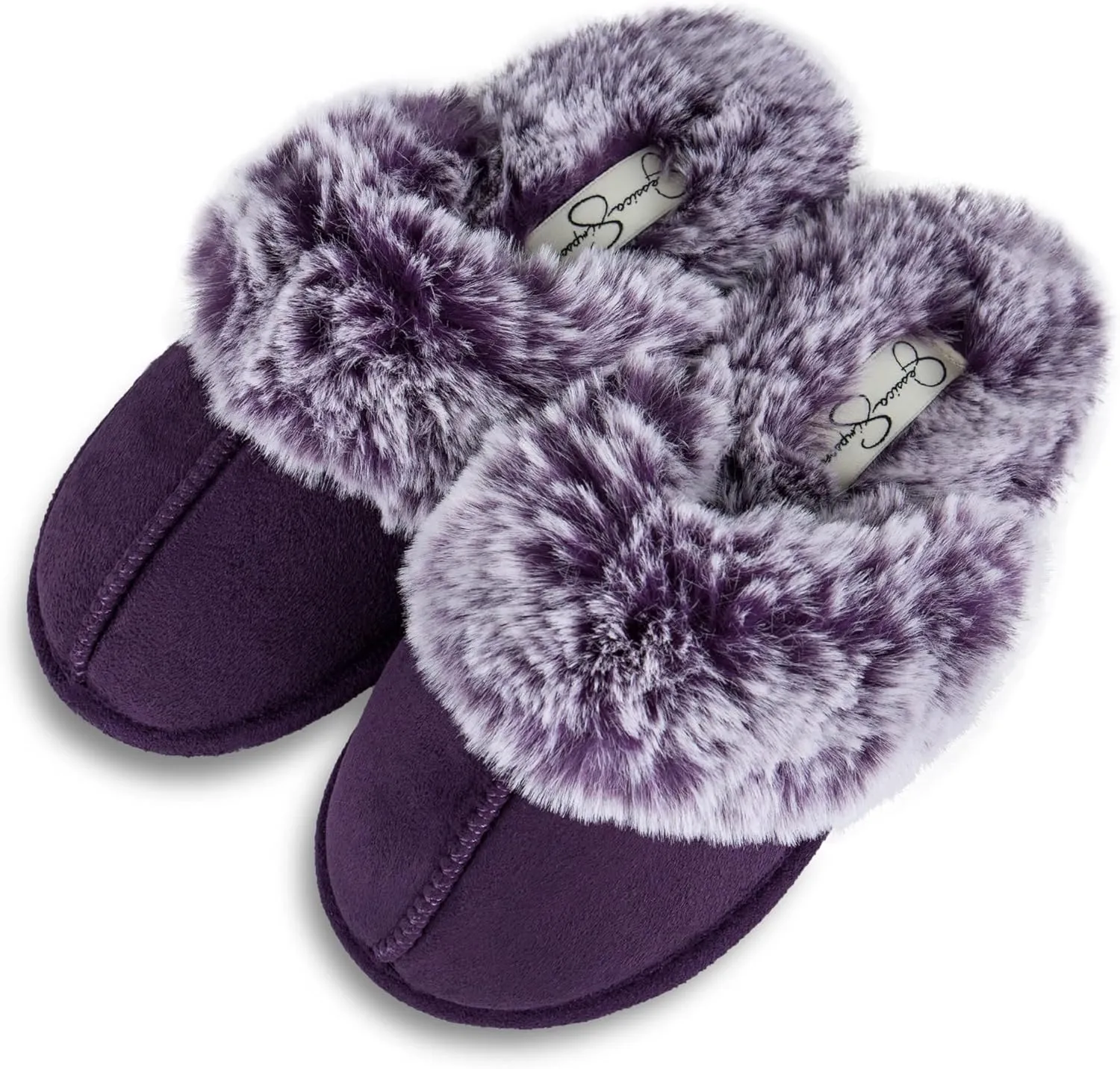 Jessica Simpson Girls Comfy Slippers - Cute Faux Fur Slip-on Shoes Memory Foam House Slipper