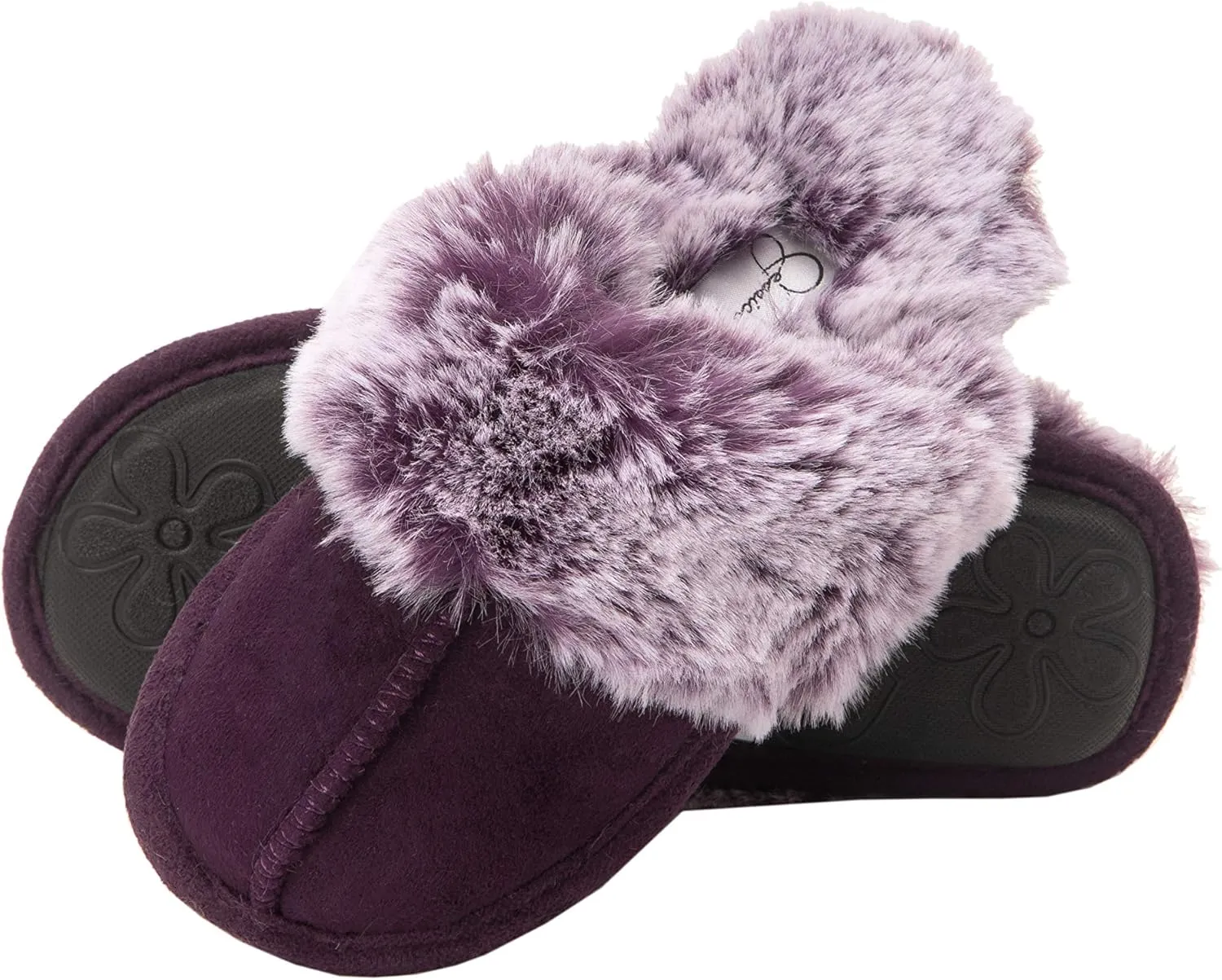 Jessica Simpson Girls Comfy Slippers - Cute Faux Fur Slip-on Shoes Memory Foam House Slipper