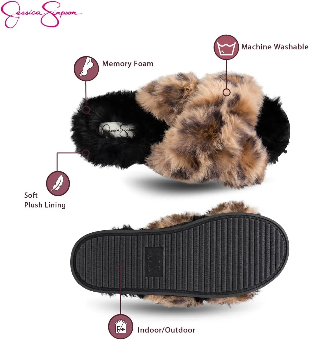 Jessica Simpson Women's Fashion Faux Feather Slide-On Memory Foam Slipper