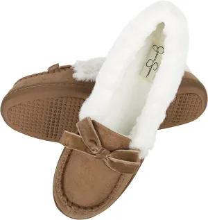 Jessica Simpson Women's Micro Suede Moccasin Indoor Outdoor Slipper Shoe