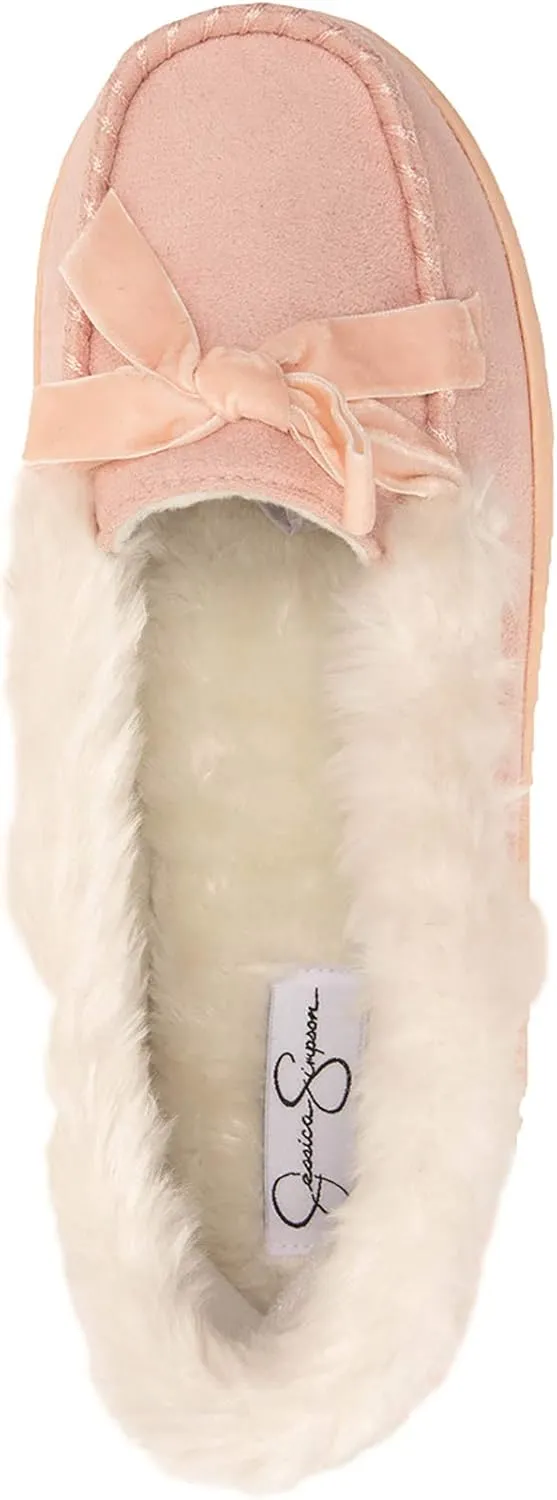 Jessica Simpson Women's Micro Suede Moccasin Indoor Outdoor Slipper Shoe