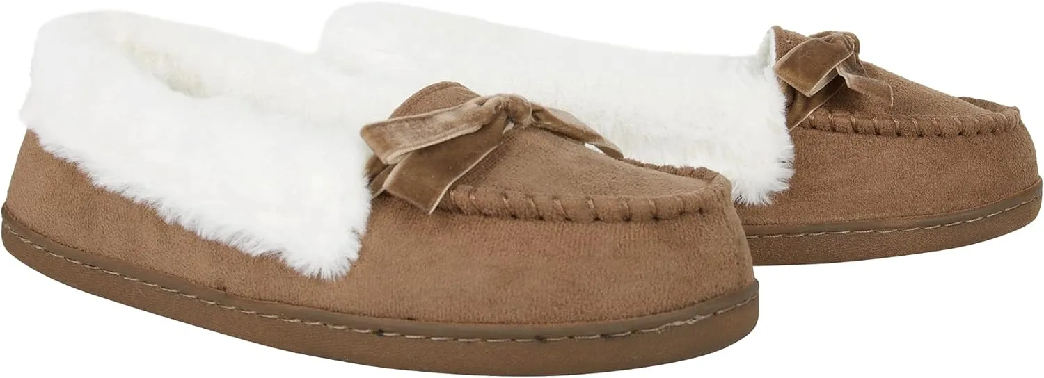 Jessica Simpson Women's Micro Suede Moccasin Indoor Outdoor Slipper Shoe