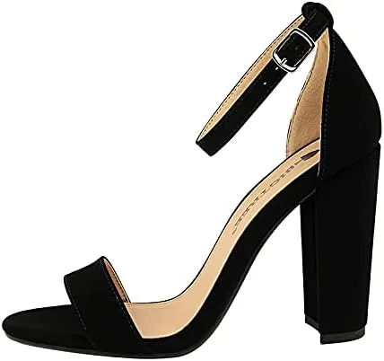 JiangWei Shu Women's Open Toe Heeled Sandal Chunky Heels Party Dress Shoes