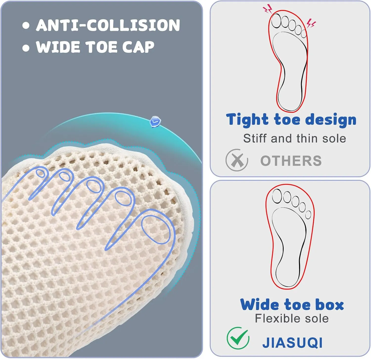 JIASUQI Kids Water Shoes for Boys Girls Barefoot Swim Beach Shoes Quick Dry Hiking Shoes Sneakers for Kids
