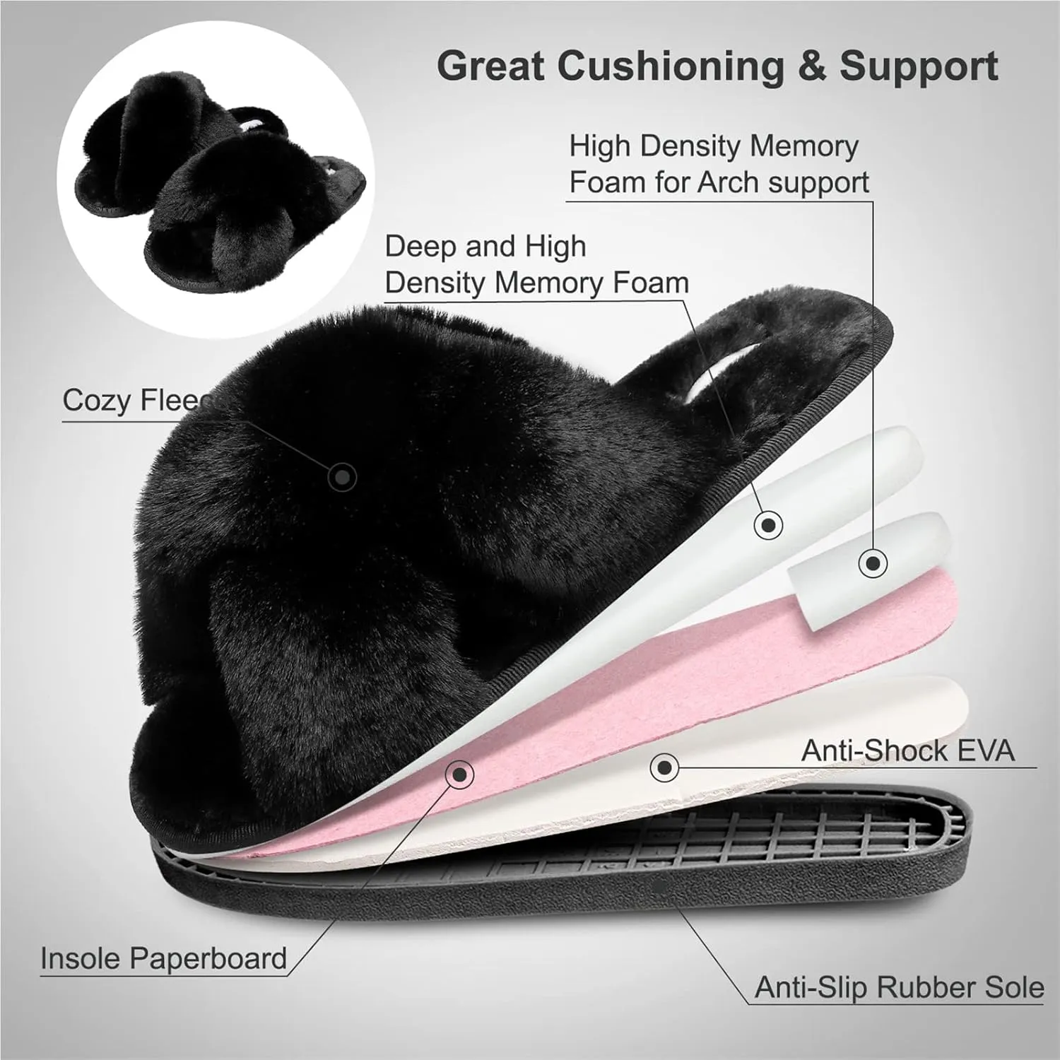 JIASUQI Women's Open Toe Slippers Fuzzy Fluffy House Slippers for Women Cozy Criss Cross Furry Slides Slippers