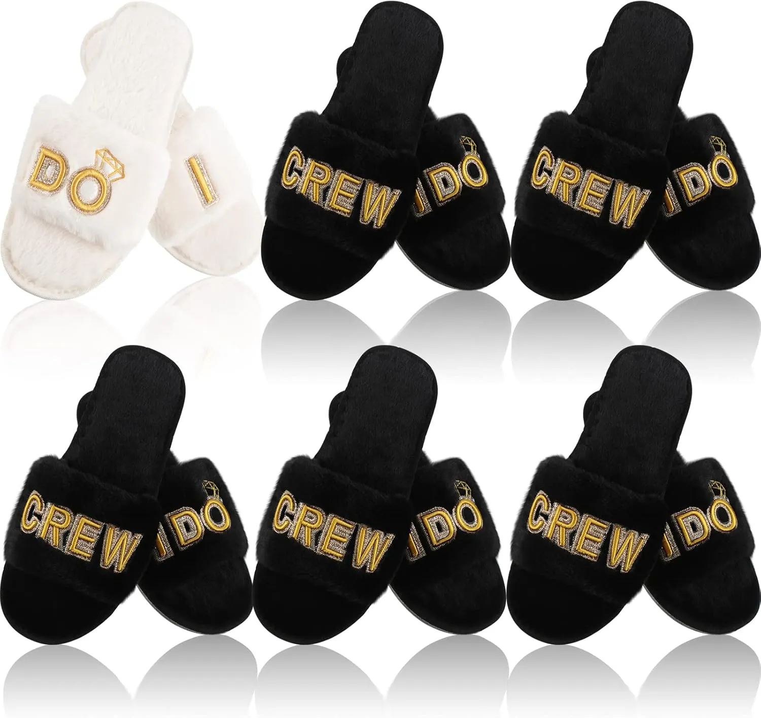 Jiuguva 6 Pairs Wedding Slippers Fuzzy I Do and I Do Crew Slipper Maid and Matron of Honor Slipper for Bride Bridesmaid Gifts for Wedding Day Bridal Shower Bachelorette Party