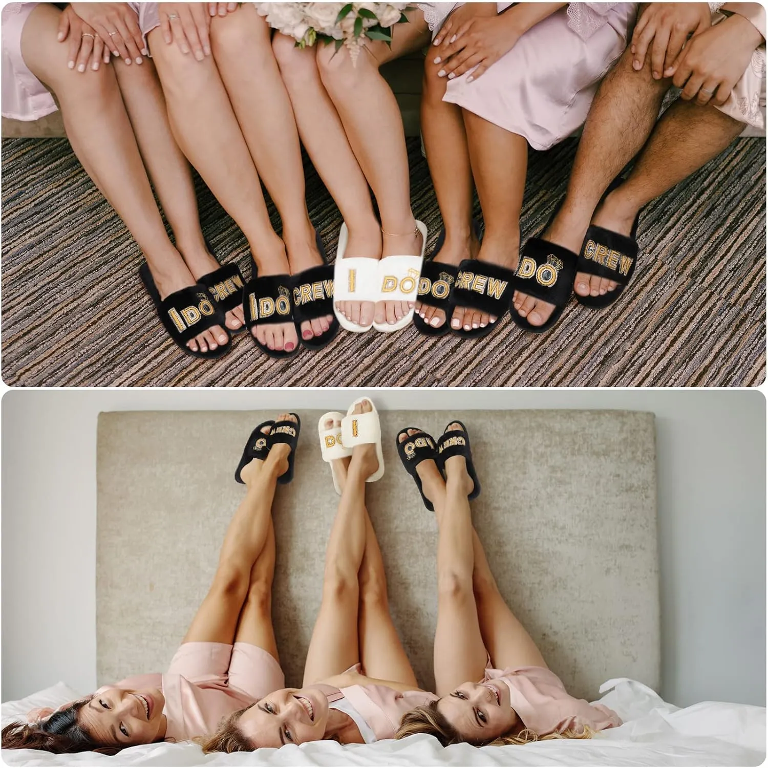 Jiuguva 6 Pairs Wedding Slippers Fuzzy I Do and I Do Crew Slipper Maid and Matron of Honor Slipper for Bride Bridesmaid Gifts for Wedding Day Bridal Shower Bachelorette Party