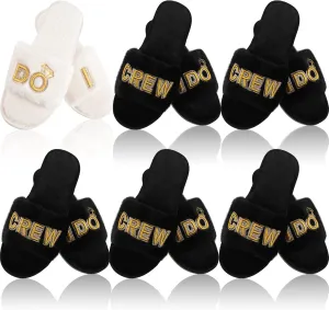 Jiuguva 6 Pairs Wedding Slippers Fuzzy I Do and I Do Crew Slipper Maid and Matron of Honor Slipper for Bride Bridesmaid Gifts for Wedding Day Bridal Shower Bachelorette Party