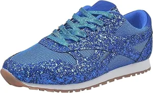 Jonuiony Women's Fashion Casual Breathable Crystal Bling Lace Up Sport Shoes Sneakers