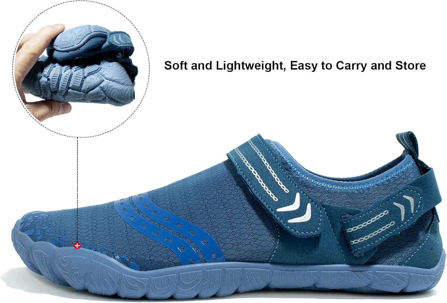 Josaywin Water Shoes for Men Quick Dry Wide Toe Aqua Shoes Adjustable Barefoot Sock for Swim Beach River Pool Surf