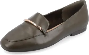 Journee Womens Loafer Flat Notched Topline Square Toe Slip-On Block Heel - Wrenn Casual Dress Shoe