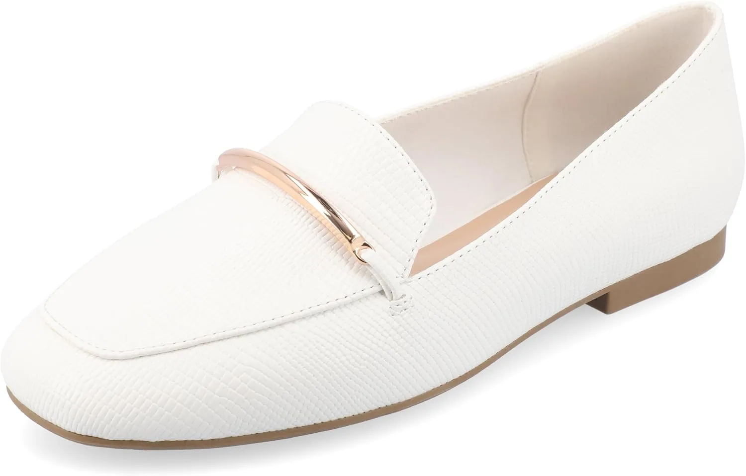 Journee Womens Loafer Flat Notched Topline Square Toe Slip-On Block Heel - Wrenn Casual Dress Shoe