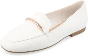 Journee Womens Loafer Flat Notched Topline Square Toe Slip-On Block Heel - Wrenn Casual Dress Shoe