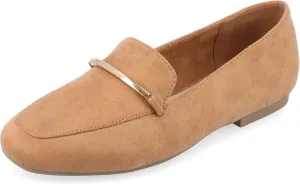 Journee Womens Loafer Flat Notched Topline Square Toe Slip-On Block Heel - Wrenn Casual Dress Shoe