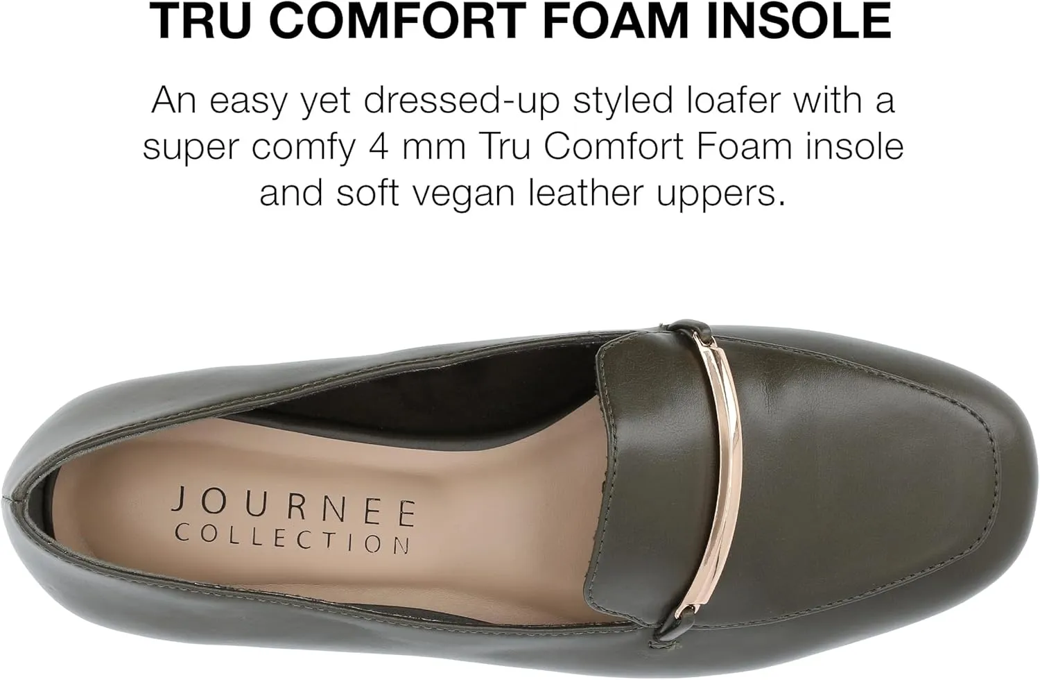 Journee Womens Loafer Flat Notched Topline Square Toe Slip-On Block Heel - Wrenn Casual Dress Shoe
