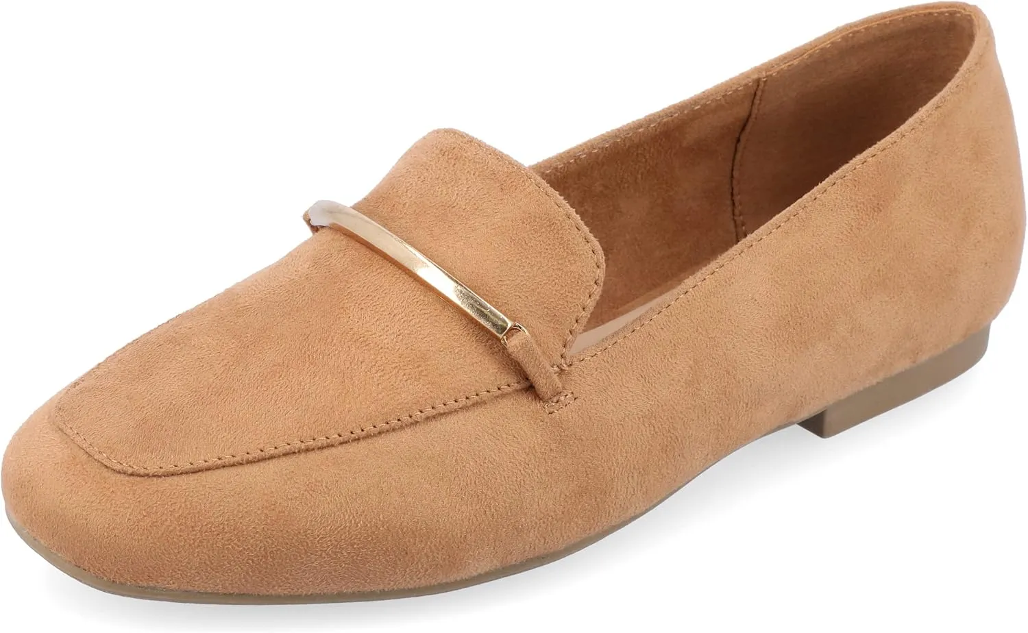 Journee Womens Loafer Flat Notched Topline Square Toe Slip-On Block Heel - Wrenn Casual Dress Shoe