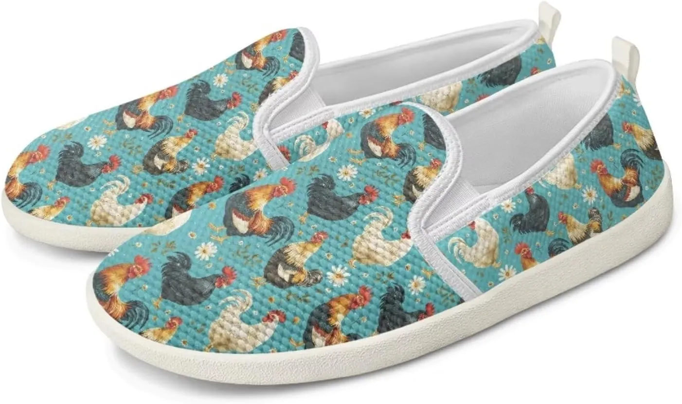 JoyLamoria Women's Ladybug and Daisy Rainbow Print Flats Shoes Leisure Shoes Slip On Work Shoes Comfort Walking Shoes for Travel