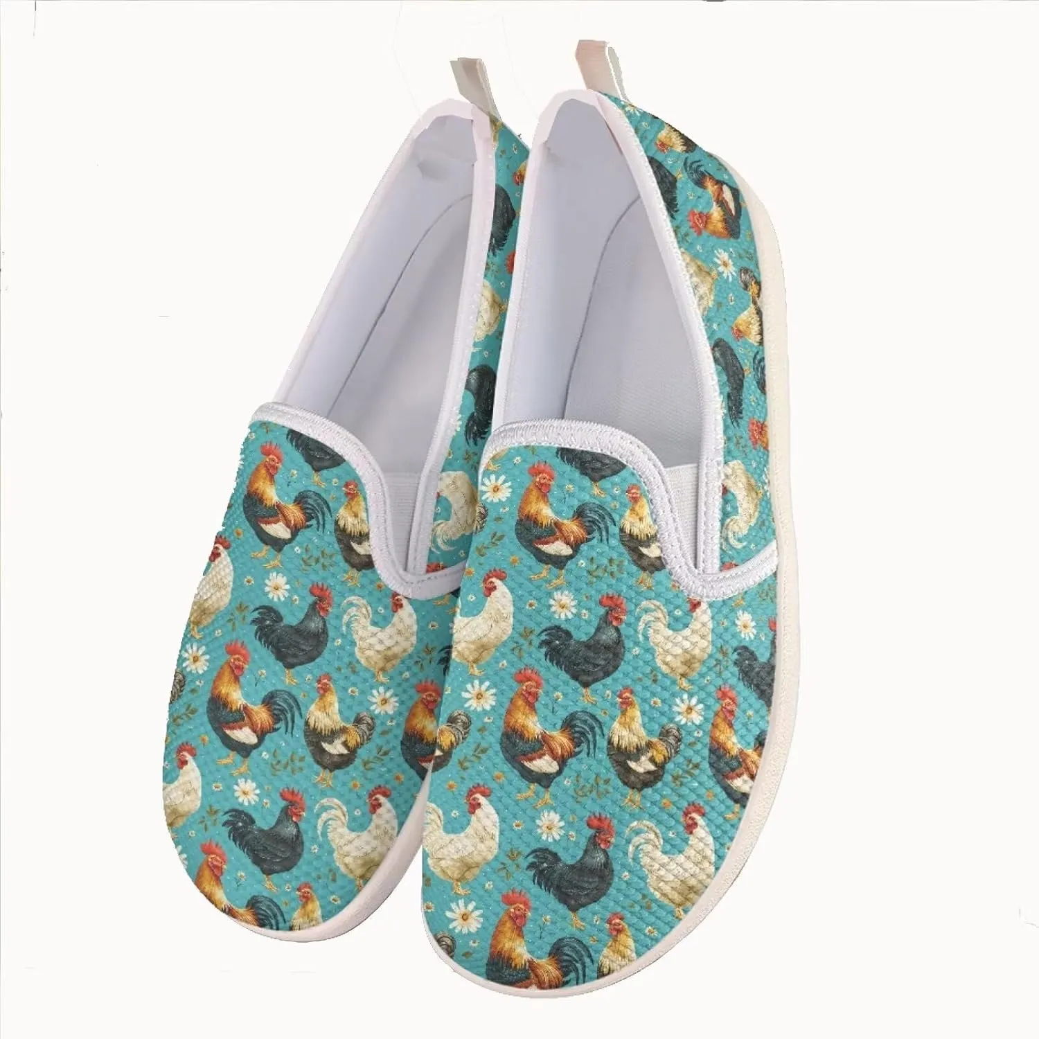 JoyLamoria Women's Ladybug and Daisy Rainbow Print Flats Shoes Leisure Shoes Slip On Work Shoes Comfort Walking Shoes for Travel