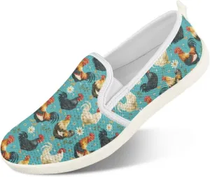 JoyLamoria Women's Ladybug and Daisy Rainbow Print Flats Shoes Leisure Shoes Slip On Work Shoes Comfort Walking Shoes for Travel