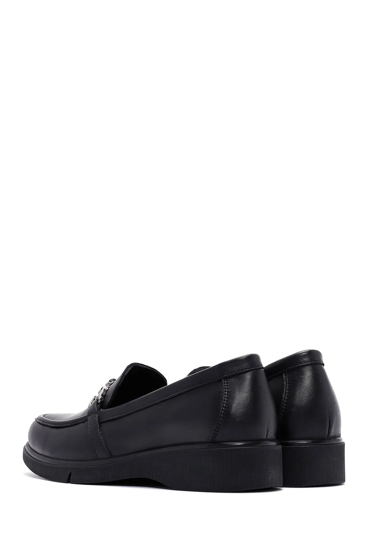 Kadın Siyah Deri Comfort Loafer