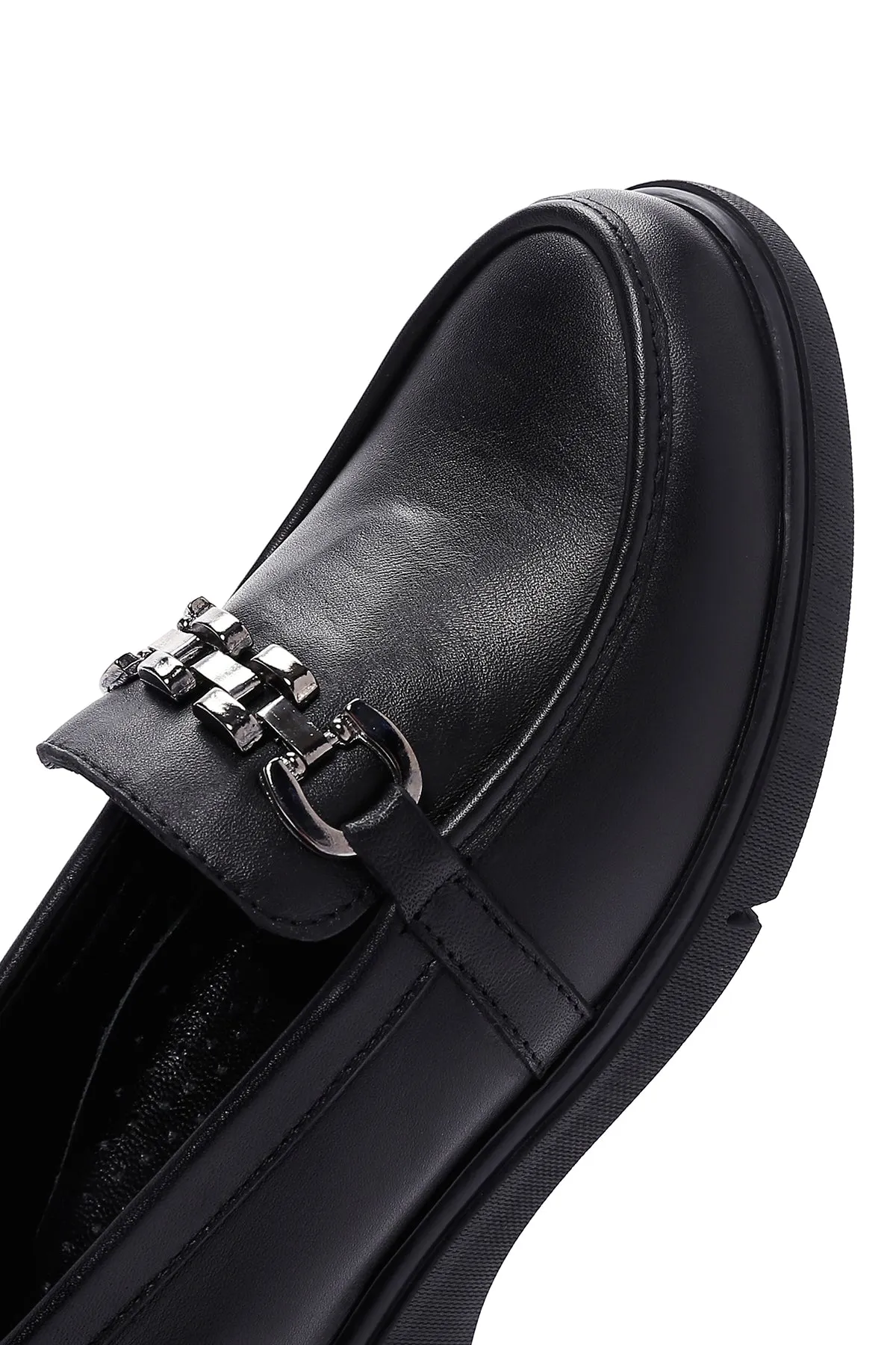 Kadın Siyah Deri Comfort Loafer