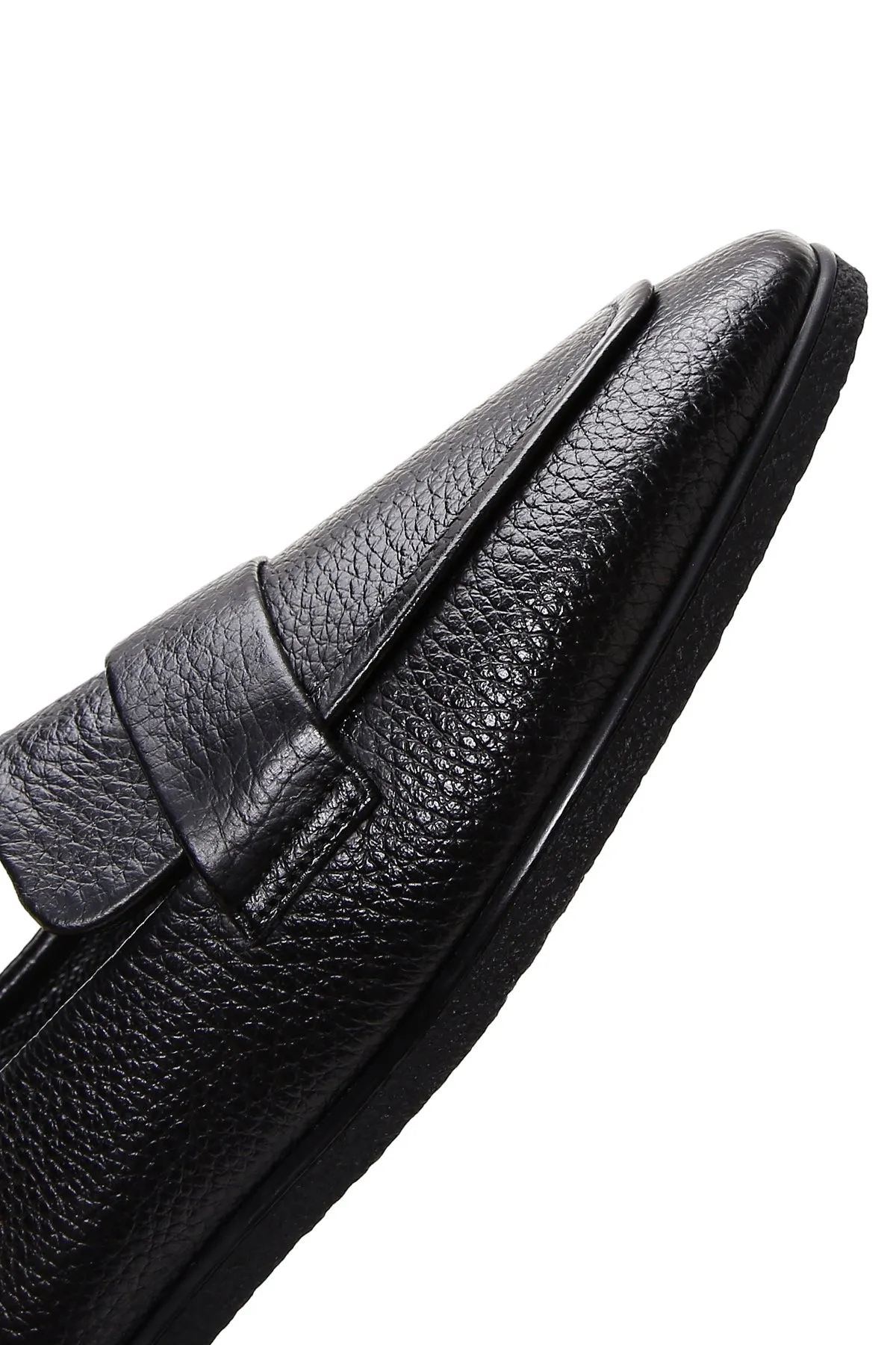 Kadın Siyah Deri Maskülen Loafer