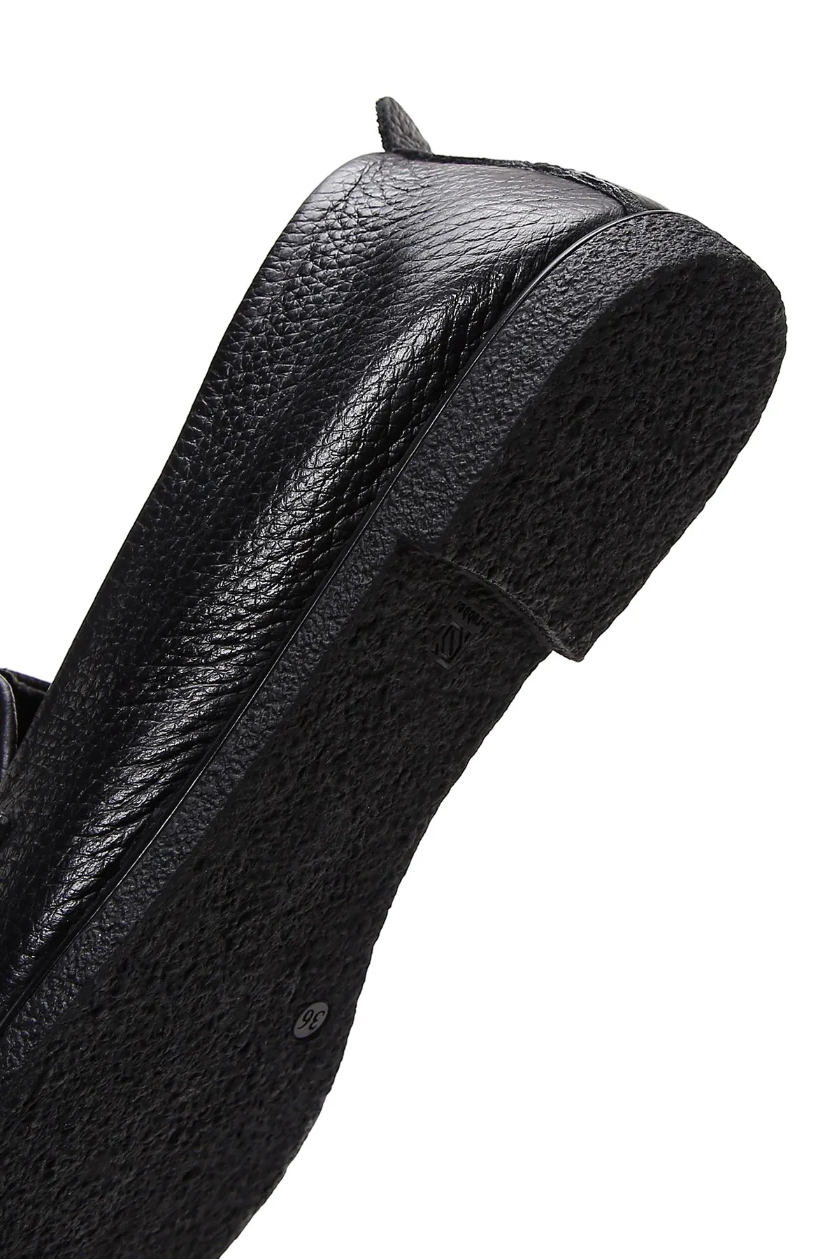 Kadın Siyah Deri Maskülen Loafer