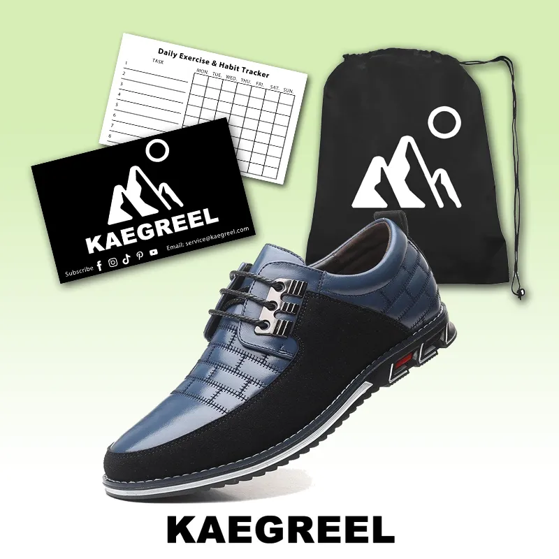 Kaegreel Men's Microfiber Leather Splicing Non Slip Metal Decoration Casual Shoes