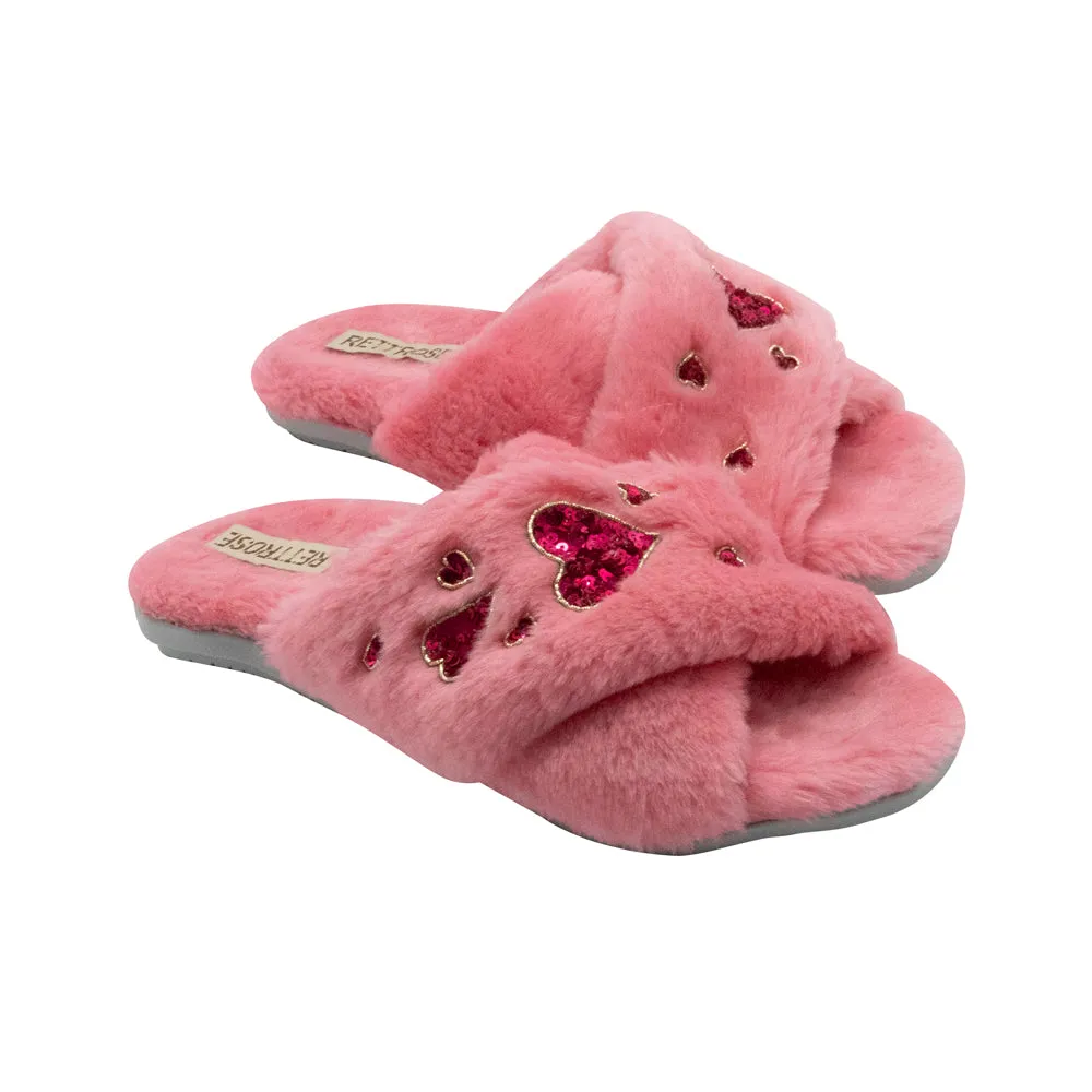 Kaylee Pink Luxury Plush Diamanté Embellished Handmade Slipper