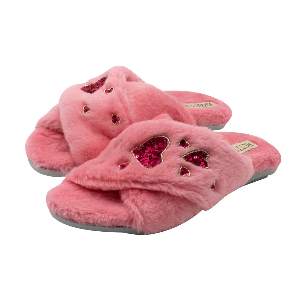Kaylee Pink Luxury Plush Diamanté Embellished Handmade Slipper