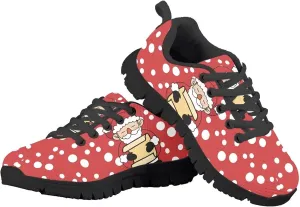 KEIAHUAN Santa Claus Print Girls Tennis Shoes Boys Girls Sneakers Kids Lightweight Breathable Strap Athletic Running Shoes for Little Kid/Big Kid