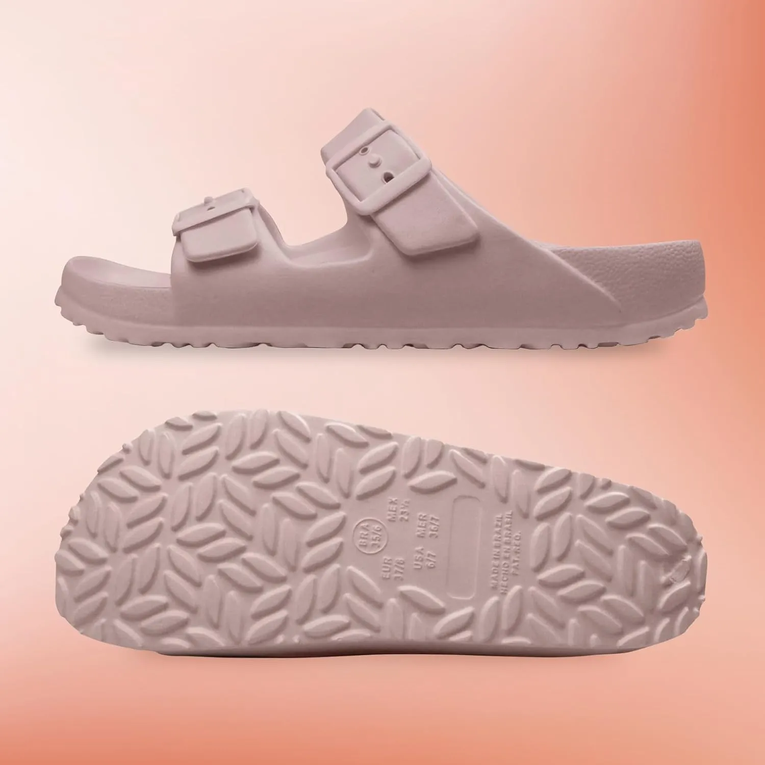 KENI - Women Slides Adjustable Double Buckle Sandals EVA Flat Sandals Lightweight
