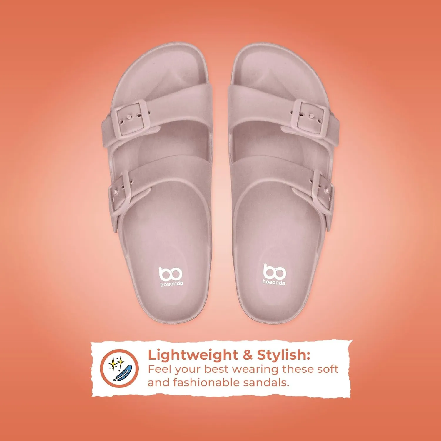 KENI - Women Slides Adjustable Double Buckle Sandals EVA Flat Sandals Lightweight