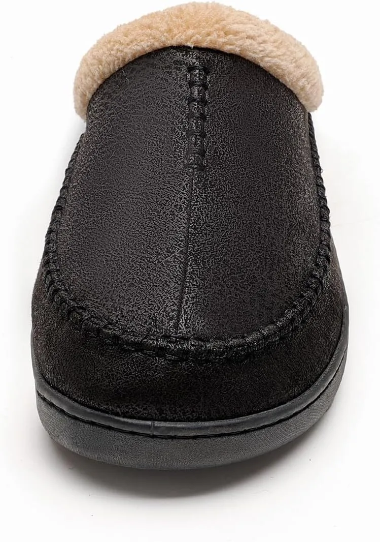 Kervaky Men's Cotton Slippers - Memory Foam, Comfortable Indoor & Outdoor Home Shoes