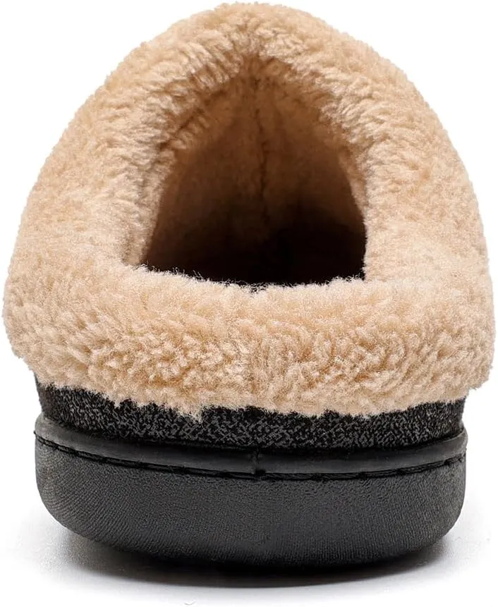 Kervaky Men's Cotton Slippers - Memory Foam, Comfortable Indoor & Outdoor Home Shoes