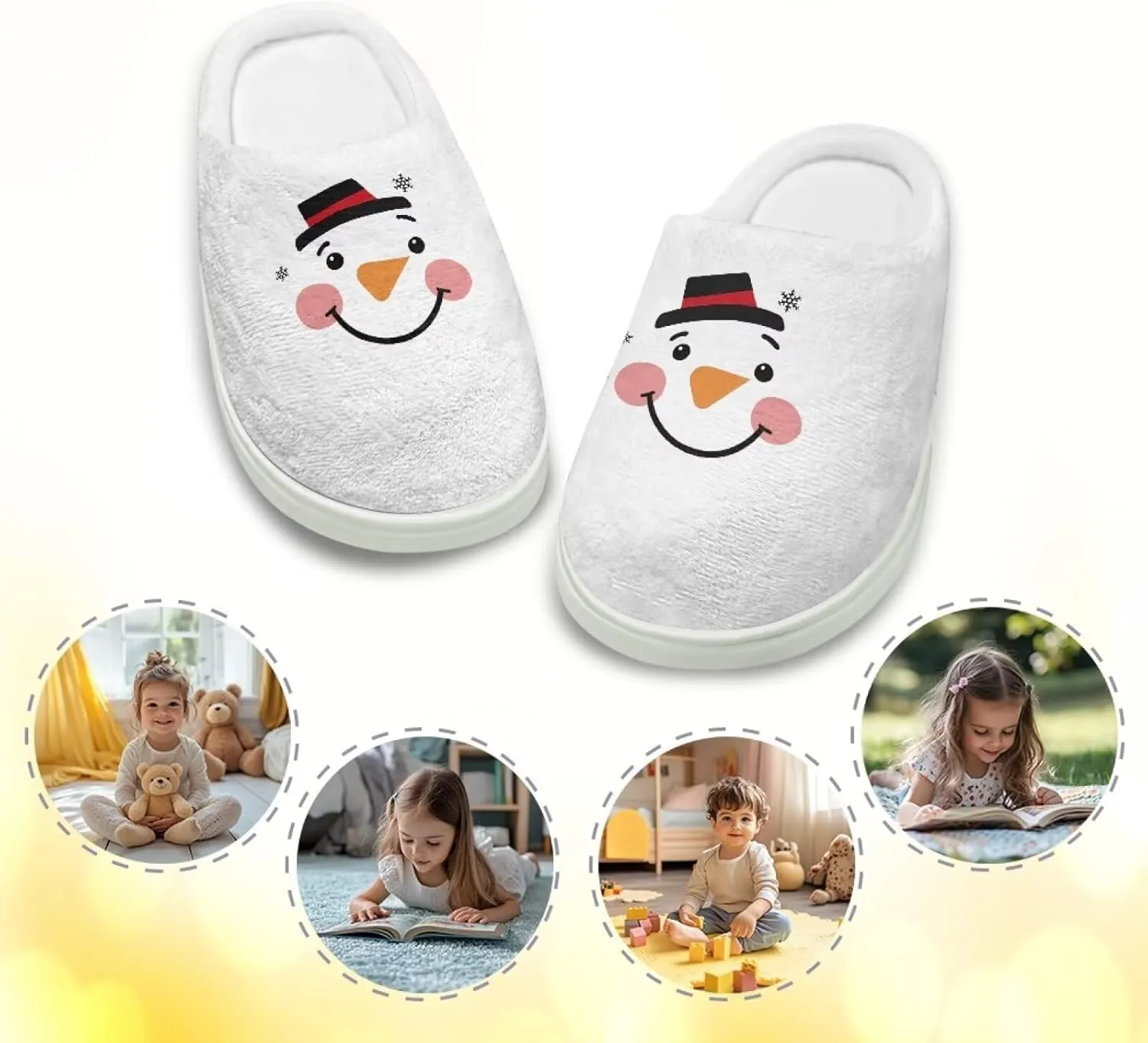 Kids Christmas Cotton Slipper Warm Soft Plush Winter Outdoor Slipper Fuzzy Anti-Slip Home Slippers for Litter Kid US 9-15