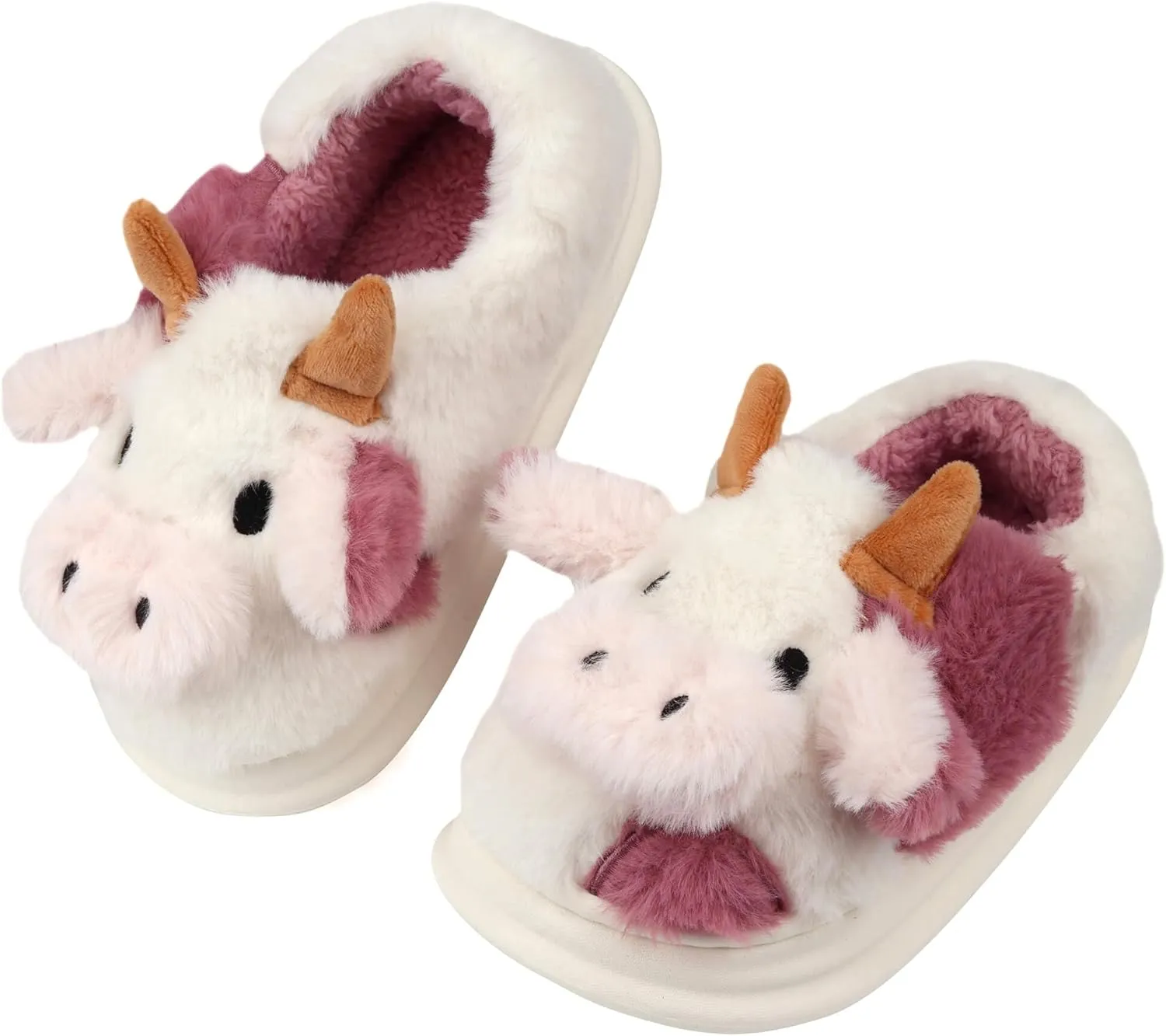 Kids Cow Slippers - Toddler Slippers for Boys & Girls, Cute Animal Design, Indoor/Outdoor Plush, Warm & Fuzzy, Memory Foam Insole