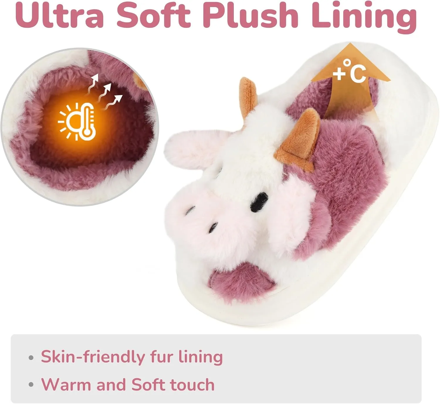 Kids Cow Slippers - Toddler Slippers for Boys & Girls, Cute Animal Design, Indoor/Outdoor Plush, Warm & Fuzzy, Memory Foam Insole