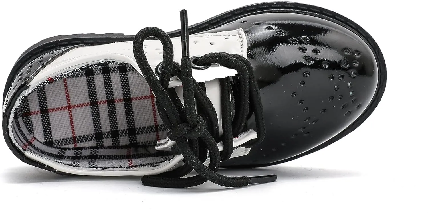 Kids Oxford Shoes Girl’s Boy’s Cute Dress Shoes Lace-Up School Uniform Loafer Flats Shoes