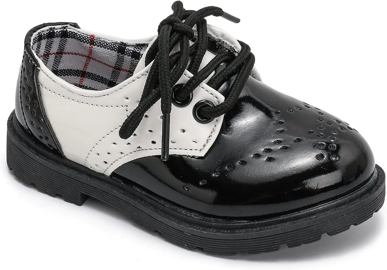 Kids Oxford Shoes Girl’s Boy’s Cute Dress Shoes Lace-Up School Uniform Loafer Flats Shoes