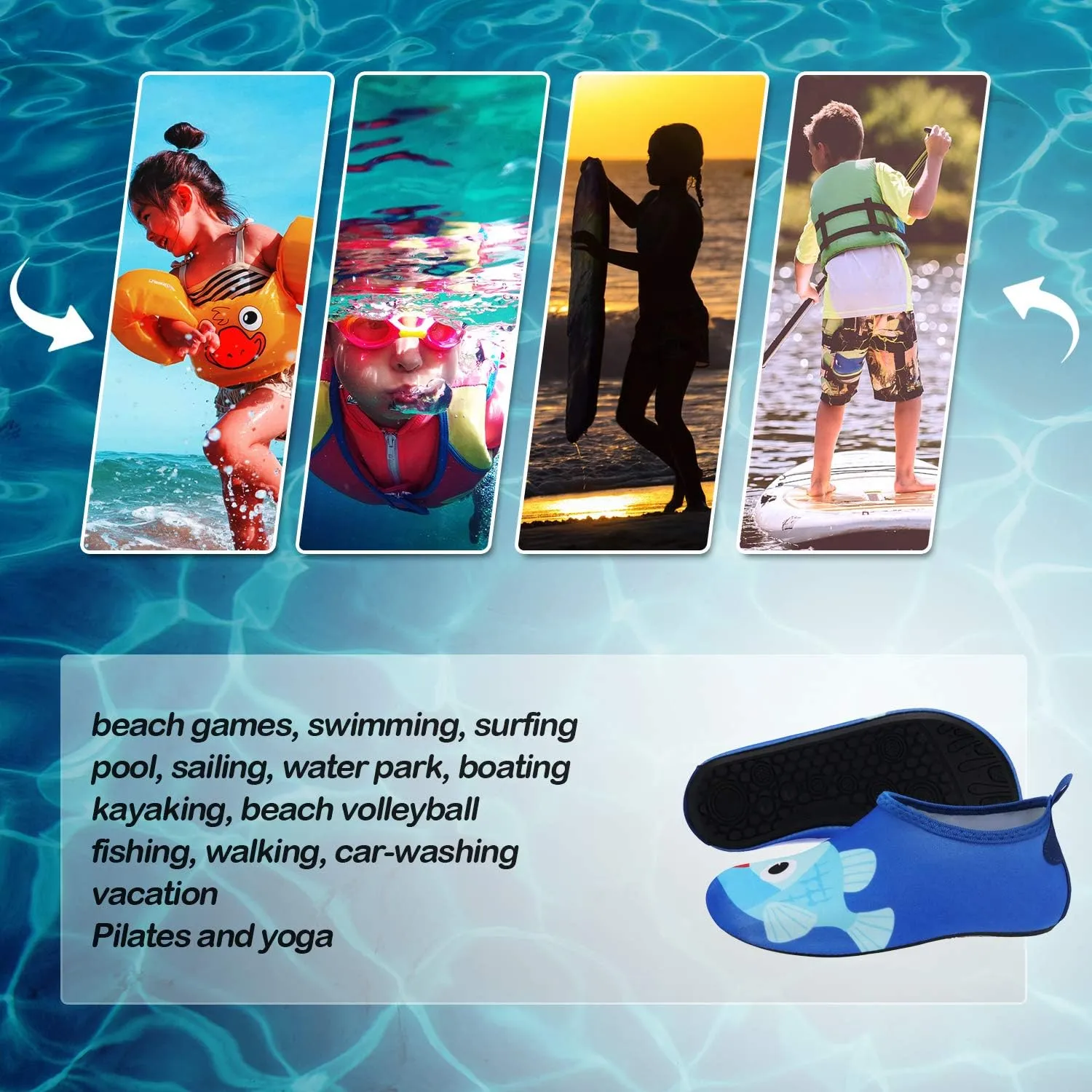 Kkomforme Kids Beach Water Shoes Non-Slip Quick Dry Swim Barefoot Aqua Pool Socks Shoes for Boys and Girls Toddler