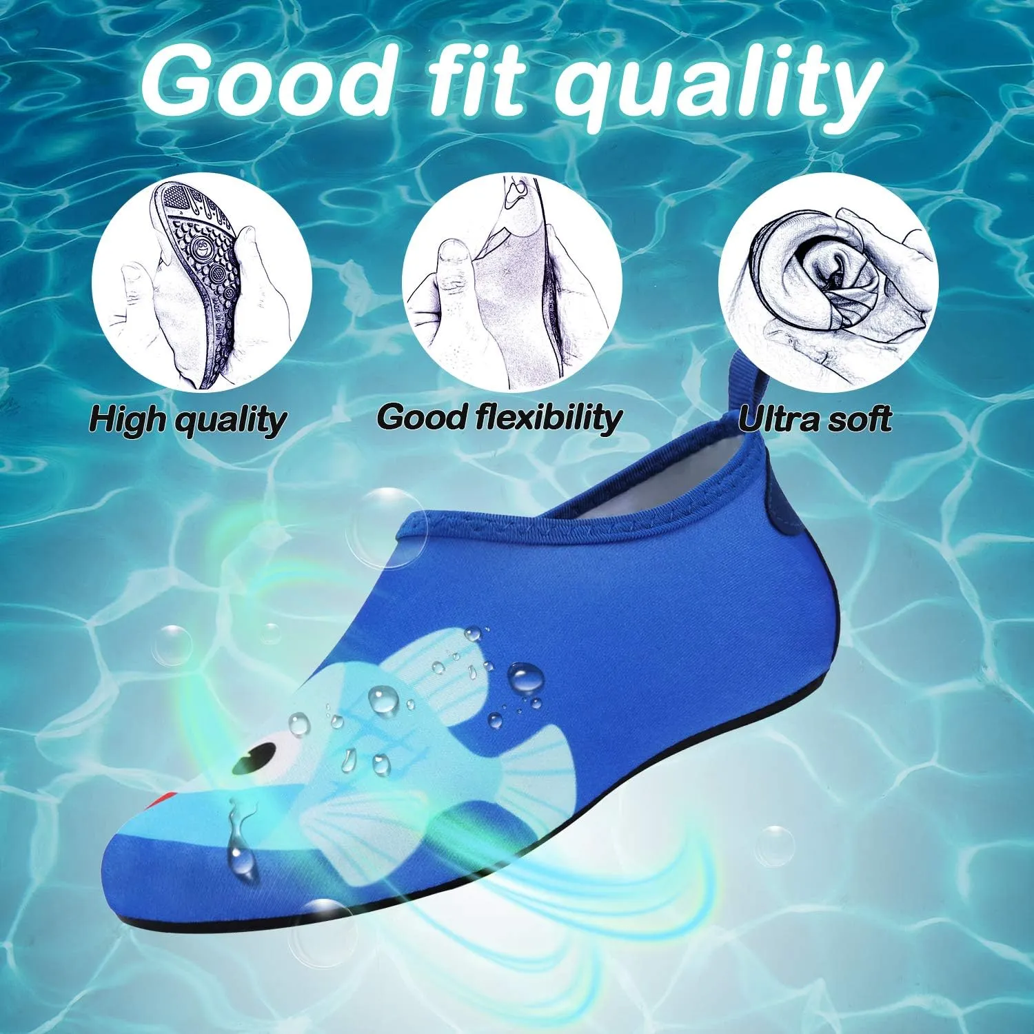 Kkomforme Kids Beach Water Shoes Non-Slip Quick Dry Swim Barefoot Aqua Pool Socks Shoes for Boys and Girls Toddler