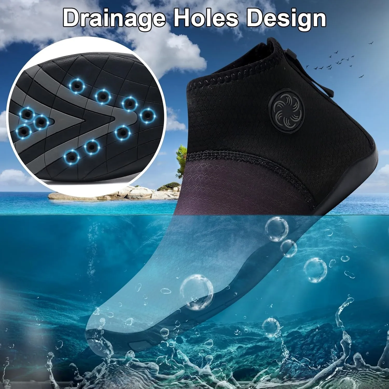 KUNWFNIX Water Shoes for Men Women Quick Dry Water Sports Barefoot Shoes Aqua Socks for Swim Beach Pool Surf Yoga for Women Men