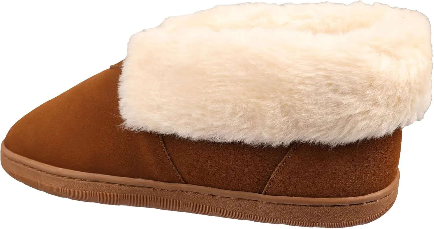 Lamo Men Henry Bootie Slippers for Men - Premium Suede Upper, Luxurious Faux Fur Lining, Ortholite Foam Footbed with Australian Sheepskin - Stylish for Indoor Outdoor Use (Chestnut)