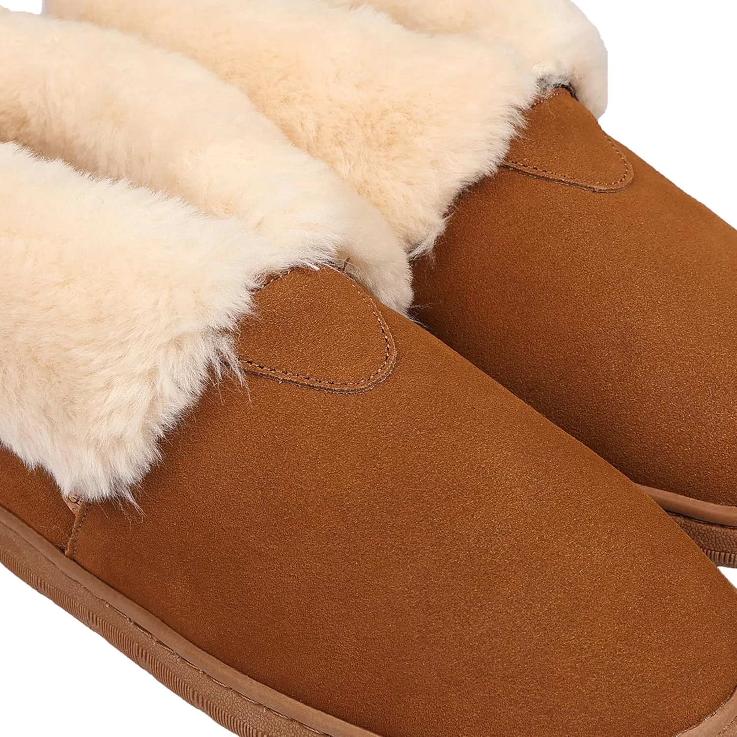 Lamo Men Henry Bootie Slippers for Men - Premium Suede Upper, Luxurious Faux Fur Lining, Ortholite Foam Footbed with Australian Sheepskin - Stylish for Indoor Outdoor Use (Chestnut)