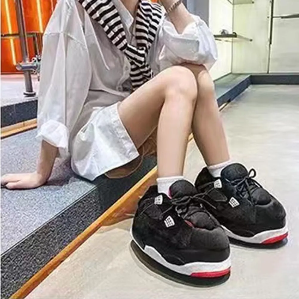 LAPRBY Sneaker Slippers Non Slip Sole Indoor House Plush Slippers Unisex Indoor Floor Cotton Shoes